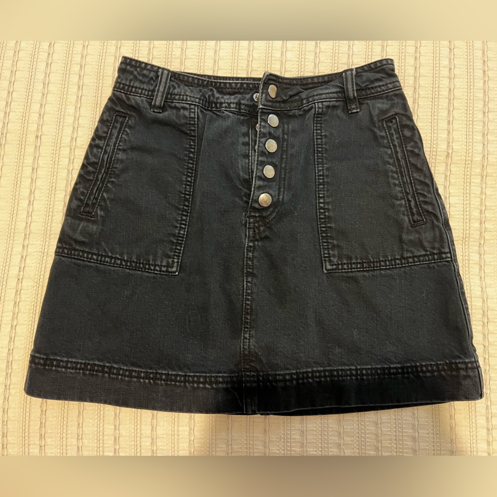 Free People Charcoal Denim Skirt